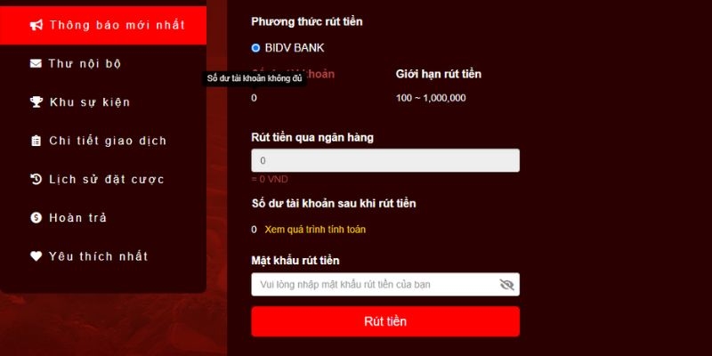 Thông tin rút tiền cần đảm bảo chính xác 100% 